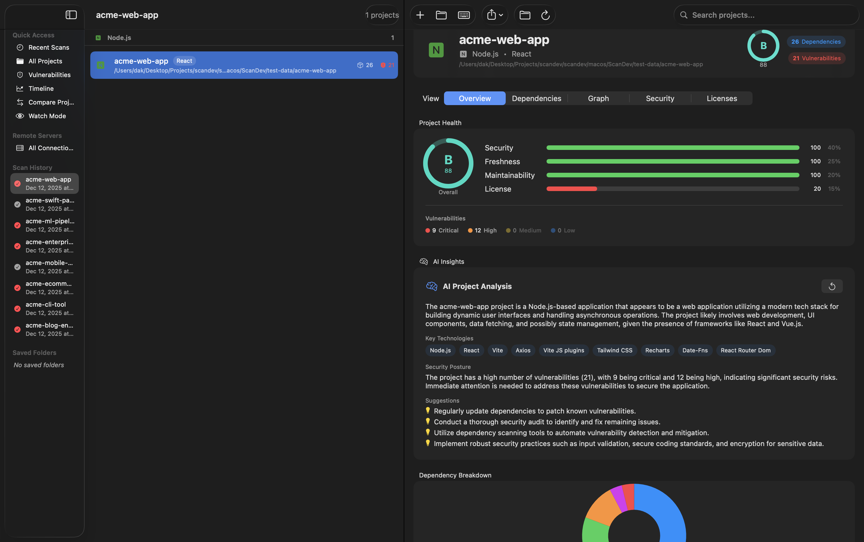 ScanDev — main interface